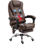 Fauteuil de bureau direction massant chauffant marron microfibre hauteur r�glable dossier inclinable