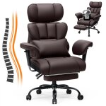 Fauteuil de bureau et de jeu ergonomique massant en cuir avec repose - pieds, appui - t�te et accoudoirs ...