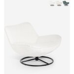 Fauteuil de bureau moderne pivotant en tissu boucl� konn - blanc