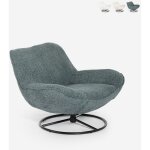 Fauteuil de bureau moderne pivotant en tissu boucl� konn - gris