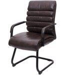 Dcoshop26 - fauteuil de bureau sans roulettes chaise de confrence assise et dossier arrondis pvc marron ...