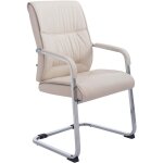 Fauteuil de bureau sans roulettes chaise visiteur sans roulettes jusqu' 260kg en pvc crme 100006953 ...
