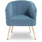 Sicaan - fauteuil cabriolet noa velours bleu gris et pieds dors