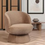 Fauteuil camel pivotant - tissu chenille, style rtro iena