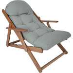 Fauteuil chaise pliable et inclinable en bois grand confort avec coussin capitonn pais - dim. 71i x ...