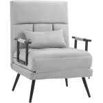 Fauteuil chauffeuse canap� - lit convertible 1 place coussin pieds accoudoirs m�tal noir velours gris ...