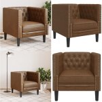 Fauteuil chesterfield marron similicuir daim - vidaxl