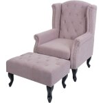 Hhg - fauteuil chesterfield, fauteuil relax fauteuil club fauteuil  oreilles, tissu / textile hydrofuge, ...