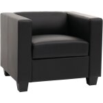 Hhg - jamais utilis] fauteuil club / lounge lille, 86x75x70cm, cuir reconstitu, noir