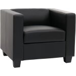 Hhg - jamais utilis] fauteuil club / lounge lille, 86x75x70cm, simili - cuir noir