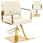 Fauteuil de coiffure avec repose - pieds 50 - 66 cm 200 kg beige / or - chaise coiffure