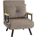 Homcom - fauteuil convertible 3 en 1 chauffeuse lit dossier r�glable coussin accoudoirs bois velours ...