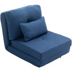 Fauteuil convertible chauffeuse inclinable - coussin inclus - tissu bleu Fauteuil convertible chauffeuse inclinable - coussin inclus - tissu bleu