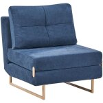 Fauteuil - lit simple en tissu rembourré pour 1 personne dépliable bleu jerslev Fauteuil - lit simple en tissu rembourré pour 1 personne dépliable bleu jerslev
