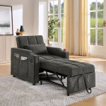 Fauteuil convertible lit 1 place - lit banquette 3 - en - 1 avec ports usb, coulissant, structure bois ...