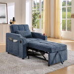 Fauteuil convertible lit 1 place - lit banquette 3 - en - 1 avec ports usb, coulissant, structure bois ...