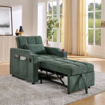 Fauteuil convertible lit 1 place - lit banquette 3 - en - 1 avec ports usb, coulissant, structure bois ...