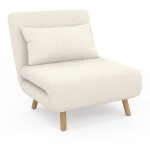 Fauteuil convertible romeo lit d'appoint 1 place 80x190 cm bouclette blanc