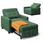 Fauteuil convertible vert menthe canap� lit 1 place modulable chaise longue coussin r�glable rangement ...