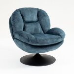 M&s - fauteuil cosy pivotant 81x84x 84cm en velours bleu canard - oryo