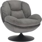 Fauteuil cosy pivotant 81x84x 84cm en velours ctel gris fonc - oryo