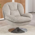 M&s - fauteuil cosy pivotant 81x84x 84cm en velours gris clair - oryo