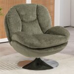 M&s - fauteuil cosy pivotant 81x84x 84cm en velours vert olive - oryo