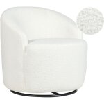 Beliani - fauteuil courbe glamour art dco boucl blanc base noire ronde 360 rotation davik