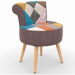 Fauteuil crapaud en tissu patchwork multicouleurs