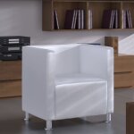 Fauteuil cube blanc simili cuir vidaxl