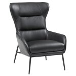 Vente - unique - fauteuil en cuir de buffle noir dinnia Vente - unique - fauteuil en cuir de buffle noir dinnia