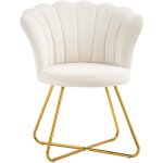 Homcom - fauteuil design coquillage pitement acier dor velours crme