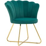 Homcom - fauteuil design coquillage pitement acier dor velours vert meraude