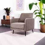 Fauteuil design emma velours c�tel� taupe