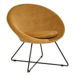 Atmosphera - fauteuil design en velours 'gold evan' 76cm ocre