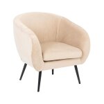 Atmosphera - fauteuil design en velours 'solaro' 78cm beige