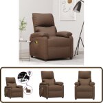 Fauteuil �lectrique de massage marron tissu - fauteuil massant �lectrique - chaise relaxante - fauteuil ...