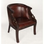 Fauteuil élégant en cuir naturel avec motif cygne Fauteuil élégant en cuir naturel avec motif cygne