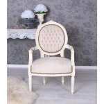 Fauteuil lgant ludwik baroque pour salon beige cru