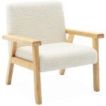 Sweeek - fauteuil enfant en bois et tissu bouclette blanc. isak l 47 x p 43. 5 x h 50cm