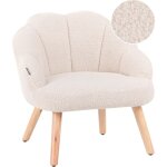 Beliani - fauteuil pour enfants en boucl� rembourr� avec pieds en bois beige clair miland