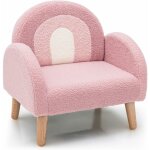 Costway - fauteuil enfant en peluche avec dossier & accoudoir confortable, canap chaise enfant en bois ...