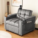 Fauteuil gigogne 3 en 1 convertible - canap� lit inclinable avec porte - gobelets et support smartphone ...