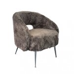 Fauteuil imitation fourrure pieds chrome - taupe - verno