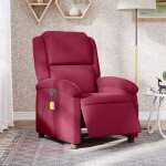 Fauteuil inclinable - chaise de relaxation - fauteuil relax massage �lectrique rouge bordeaux velours ...