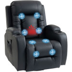 Fauteuil inclinable - homcom - massage et chauffage - dossier r�glable, pivotant 360�, repose - pied ...