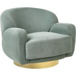 Fauteuil incurvé glam style art déco base dorée siège en tissu vert lejre Fauteuil incurvé glam style art déco base dorée siège en tissu vert lejre