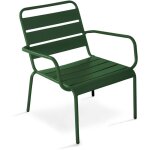 Fauteuil de jardin bas relax acier vert fort - palavas