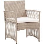 Fauteuils de jardin avec coussins 2 pcs beige rsine tresse vidaxl