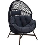 Fauteuil de jardin oeuf sur pied en rotin synthétique 142 cm noir Fauteuil de jardin oeuf sur pied en rotin synthétique 142 cm noir